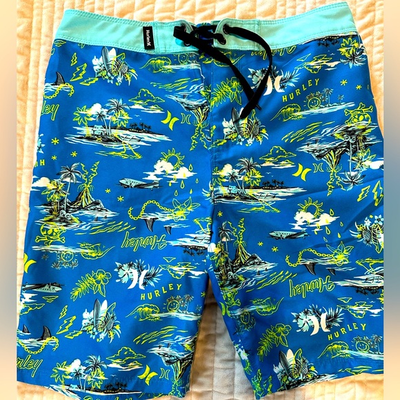 Hurley Other - Hurley Blue Tropical Print Swim Shorts
